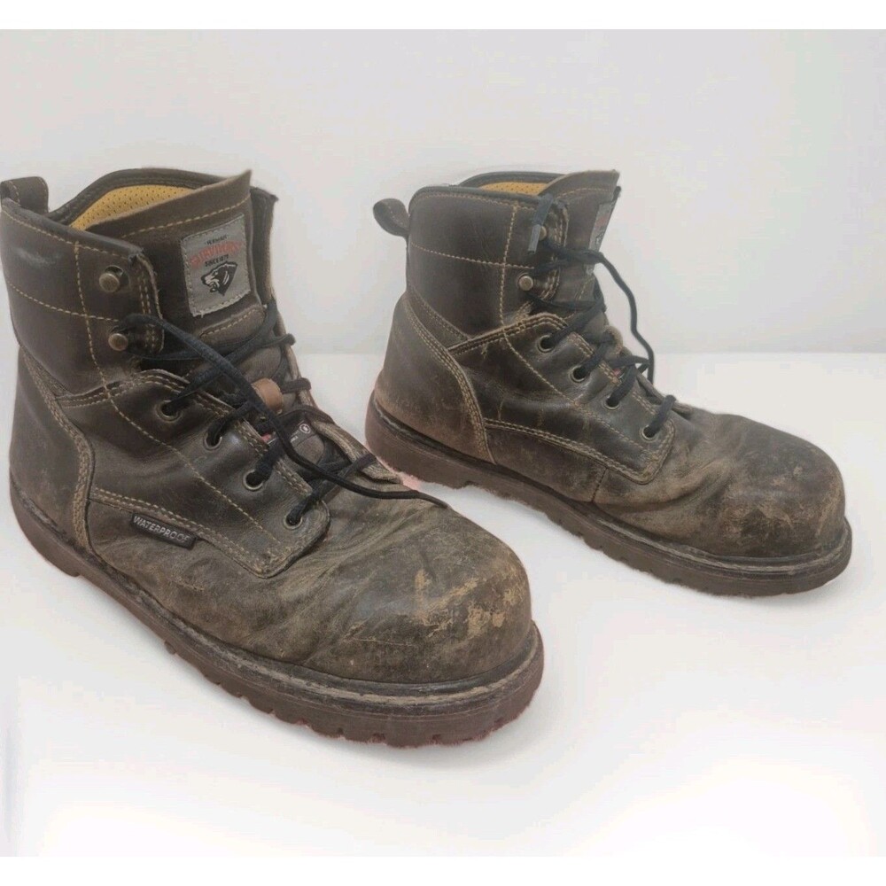 Herman Survivors Brown Leather Steel Toe Waterproof Work Boots Men Size 11